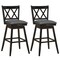 Set Of 2 Barstools Swivel Bar Height Chairs With Rubber Wood Legs